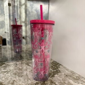 STARBUCKS x Roller Rabbit 2025 Pink Xmas Tumbler – 24oz Cup w/ Lid & Straw – NEW